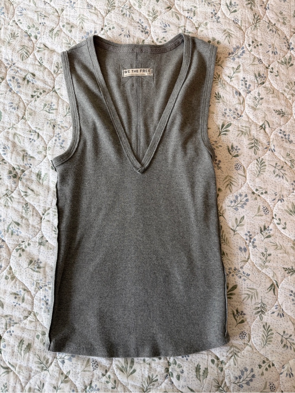 We The Free Olive V-Neck Ribbed Tank
